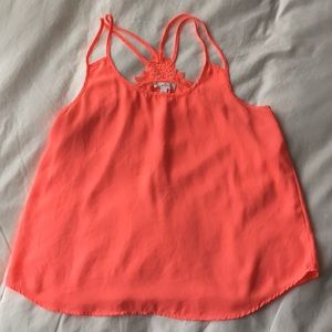 Neon Pink Cami with Lace Detail